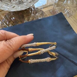Gold-Tone Crystal Bamboo Cuff Bracelet Alexis Bittar